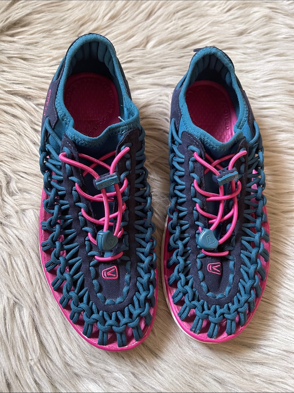 Keen Uneek Hybrid Sandals in Teal & Pink